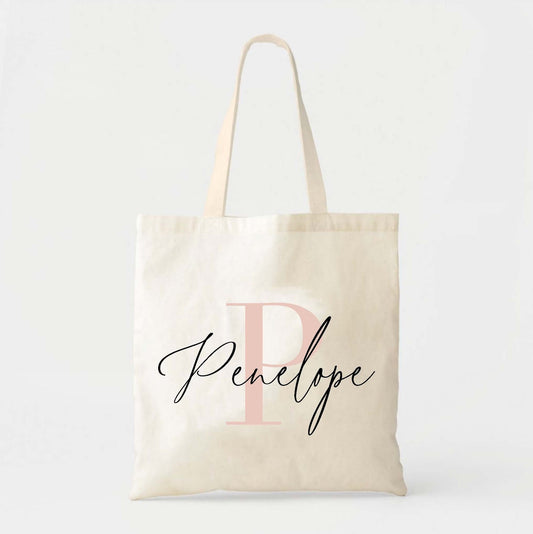 Tote Bag : Natural Nombre + Inicial